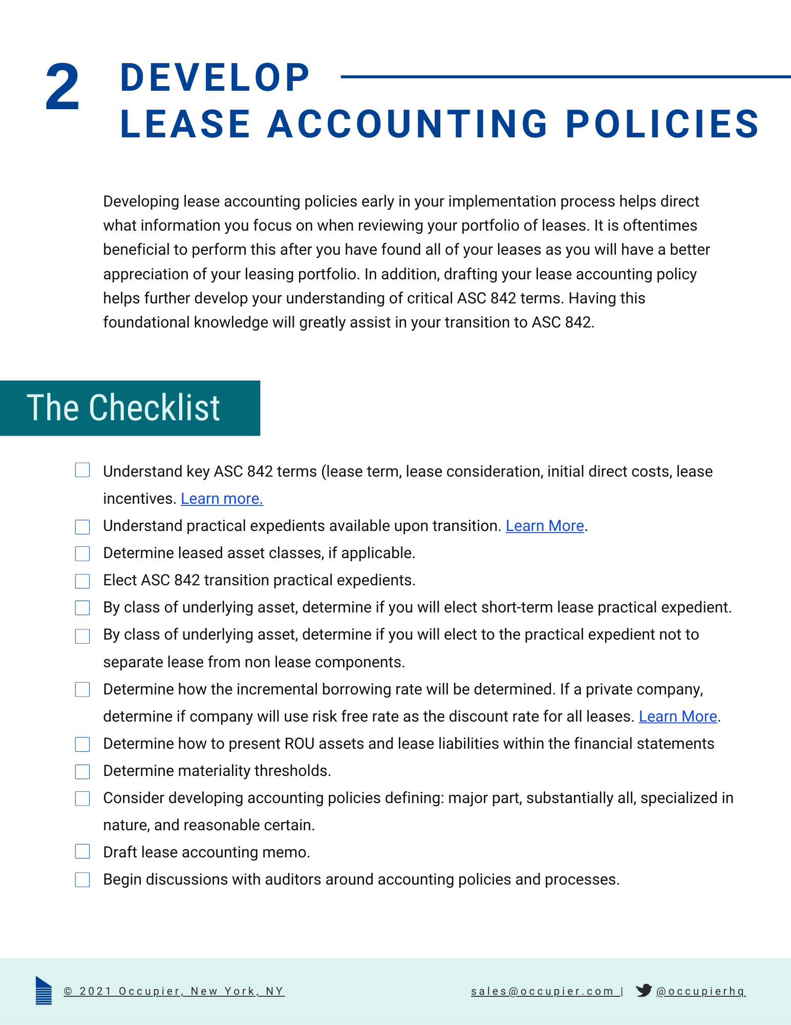 develop lease accounting policies
